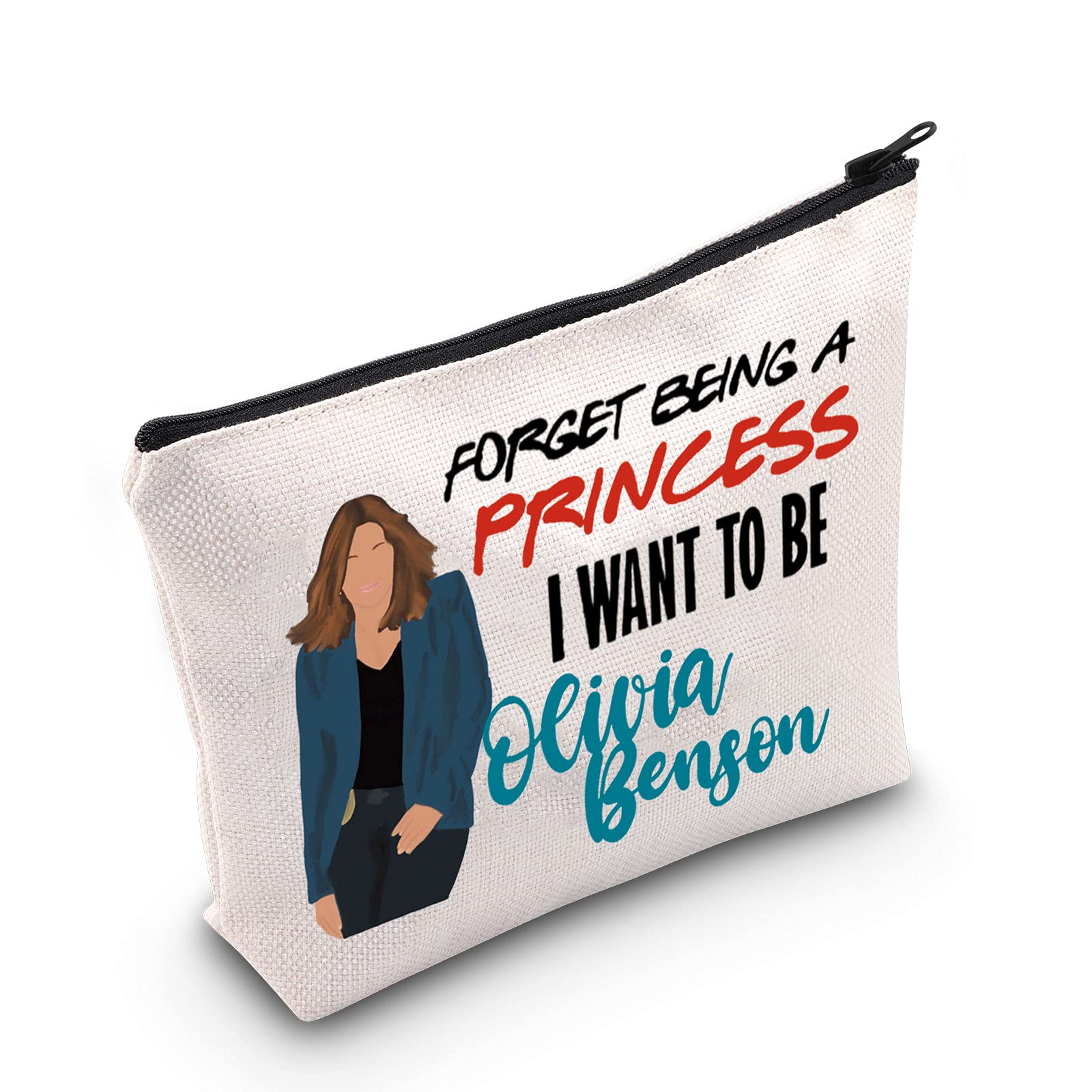 LEVLO TV Show Cosmetic Make Up Bag Olivia Benson Fans Gift Forget Being A Princess I Want To Be Olivia Benson Makeup Zipper Pouch Bag, To Be Olivia Benson