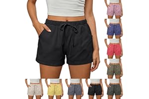 Beach Shorts for Women Vacation High Waisted Shorts Drawstring Short Pants Summer Comfy Travel Pants with Pockets