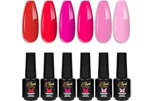 Agni Pink Gel Nail Polish Kit 6 Colors Gel Nail Polish Set Pink Red Gel Nail Polish All Seasons Long Lasting Romantic Nude French Tip Gel Polish Set Soak Off Uv LED Nail Gel Nails Kit for Women Girls