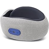 Yincook Travel Pillow with Heat,Vibration Massage,Portable Rechargeable Adjustable Airplane Neck Pillow,with Headrest Support for Head,Neck,and Chin,for Pain Relief at Home,Car,Office,Travel(Grey)