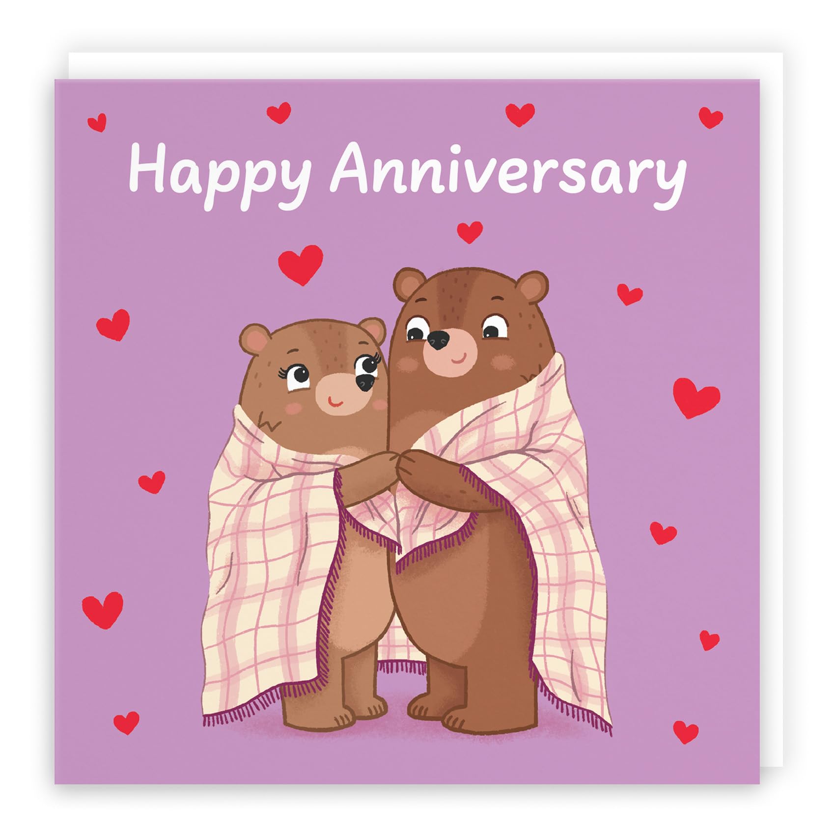 Hunts England - Cute Snuggly Bears Anniversary Card - For Him, Her, Couple, Men, Women - Fun Bears Anniversary Card - Love Story Collection