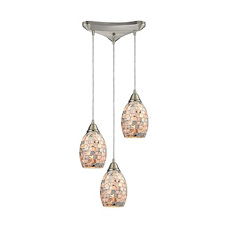 Alumbrada Collection Capri 3 Light Pendant In Satin Nickel And