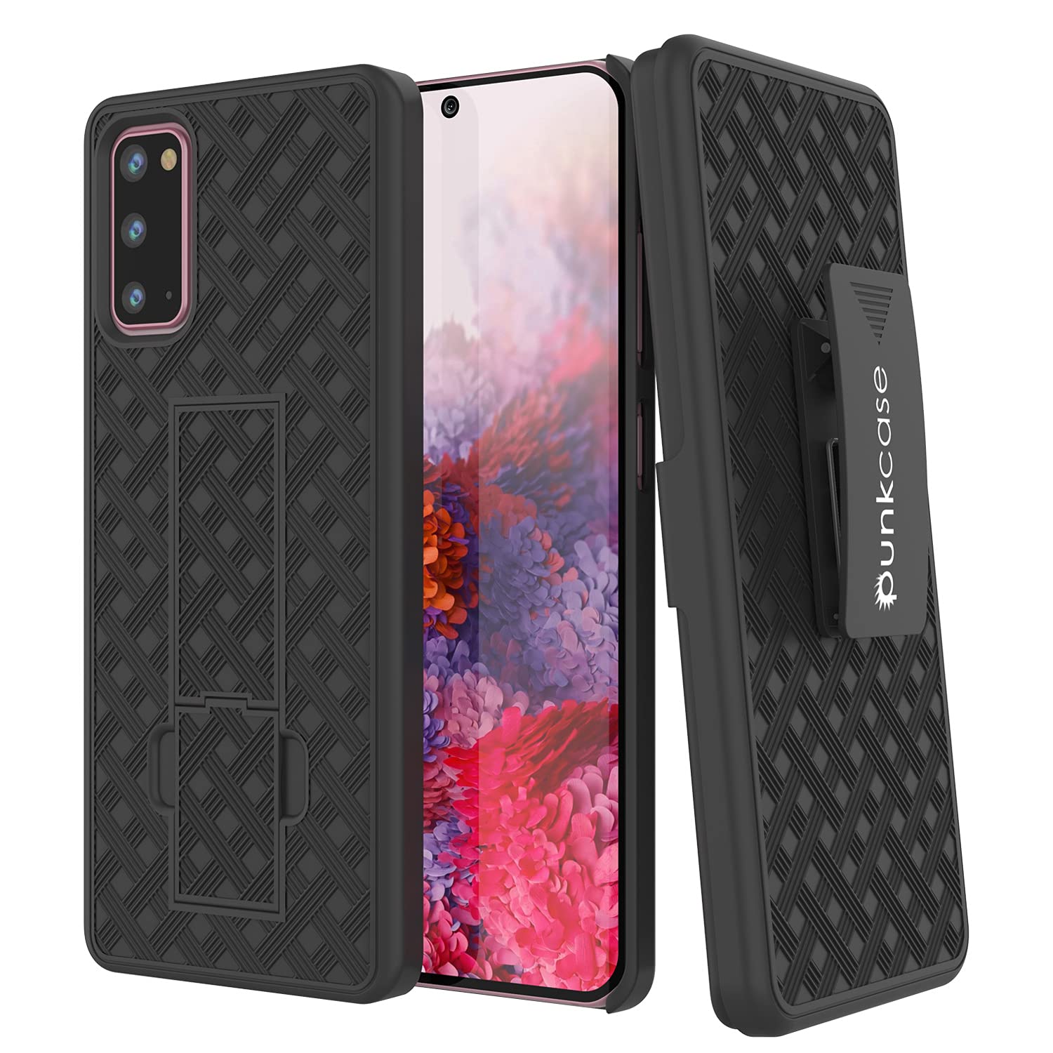 PunkCase Galaxy S20 Holster Belt Clip Case W/Screen Protector & Built-in Kickstand | Dual Layer Hybrid TPU 360 Full Body Protection [Slim Fit] for Galaxy S20 (6.2") (Black