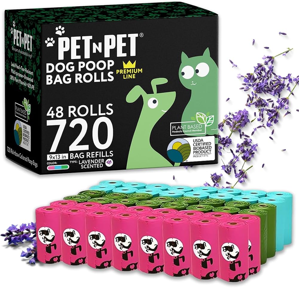 PET N PET 720 Count Biodegradable Poo Bags 9x13 41% Biobased Lavender Scented
