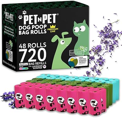 PET N PET 720 Count Biodegradable Poo Bags 9x13 41% Biobased Lavender Scented