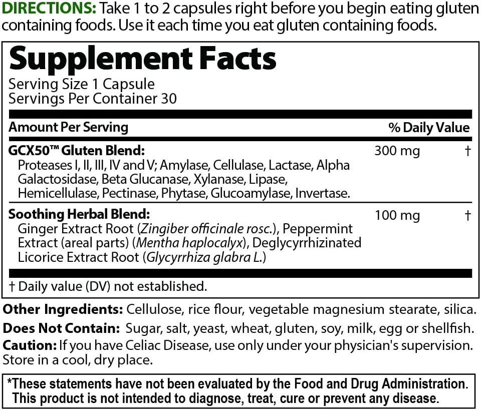 Healthy Digestives Gluten Cutter enzyme formula - Helps Improve your bodies Gluten digestion and assist in breaking down Wheat, Dairy and Other Grains - 30 Servings, Capsules: Health & Personal Care