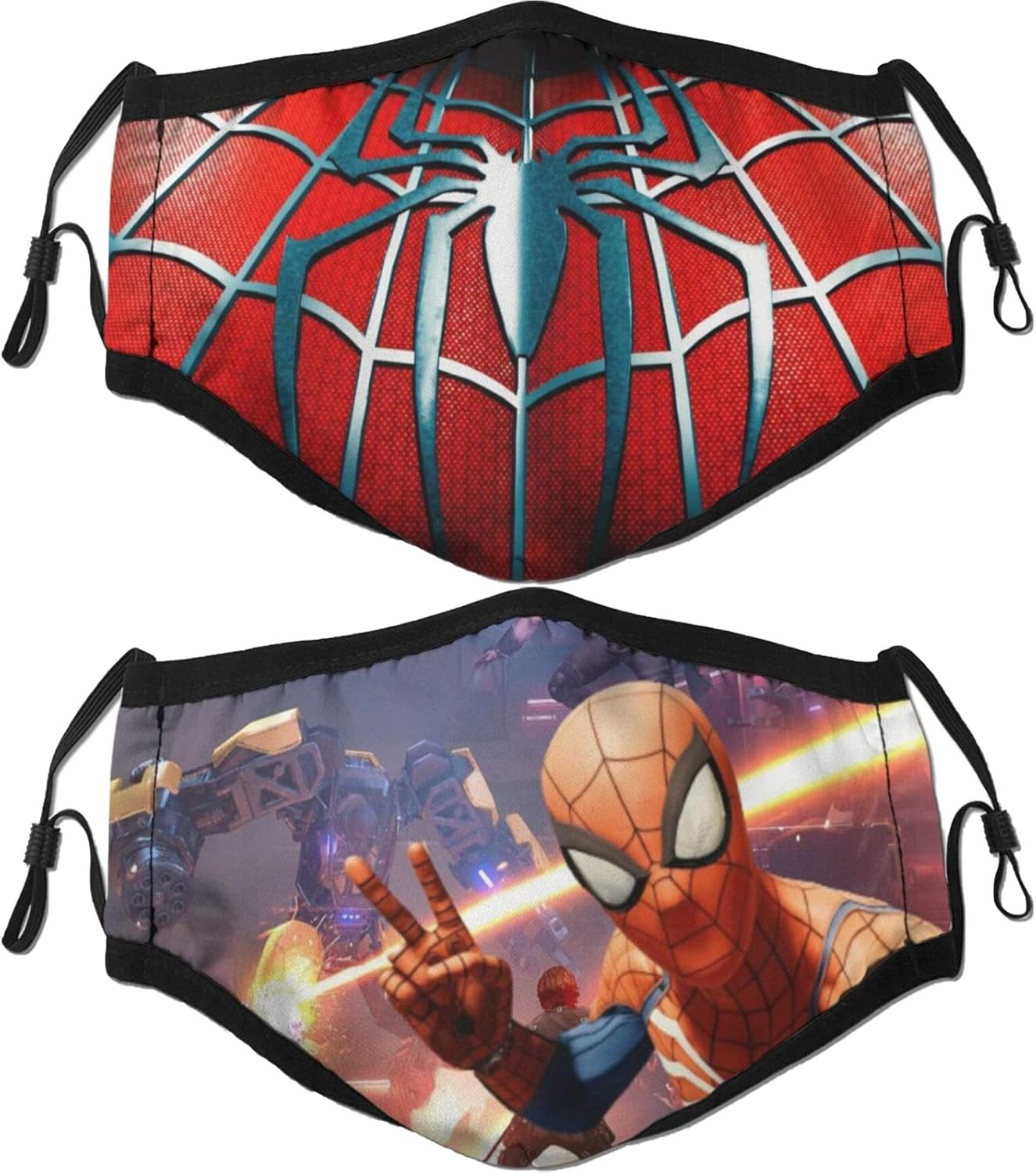 SpiderMan 2Pack Face Mask Reusable & Washable 3Layered Protection Adjustable Soft Elastic