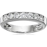 Amazon Essentials Sterling Silver Platinum-Plated Infinite Elements Zirconia Round Channel Band Ring, (previously Amazon Collection)