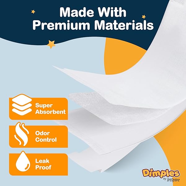 INSPIRE DIMPLES BOOSTER PADS, BABY DIAPER DOUBLER WITH ADHESIVE – BOOSTS DIAPER ABSORBENCY – NO MORE LEAKS 30 COUNT (WITH ADHESIVE FOR SECURE FIT) (30 COUNT)