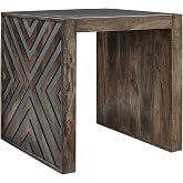 Signature Design by Ashley Dreggan Casual End Table with Diamond Pattern, Dark Brown