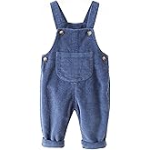 DOCOLL Baby Boy Girl Corduroy Bib Overalls Cotton Button Suspender Overalls Plain Romper Loose Jumpsuit