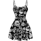 Floerns Women's Skull Print Sleeveless Cami Dress Flare Hem Y2k Mini Dresses