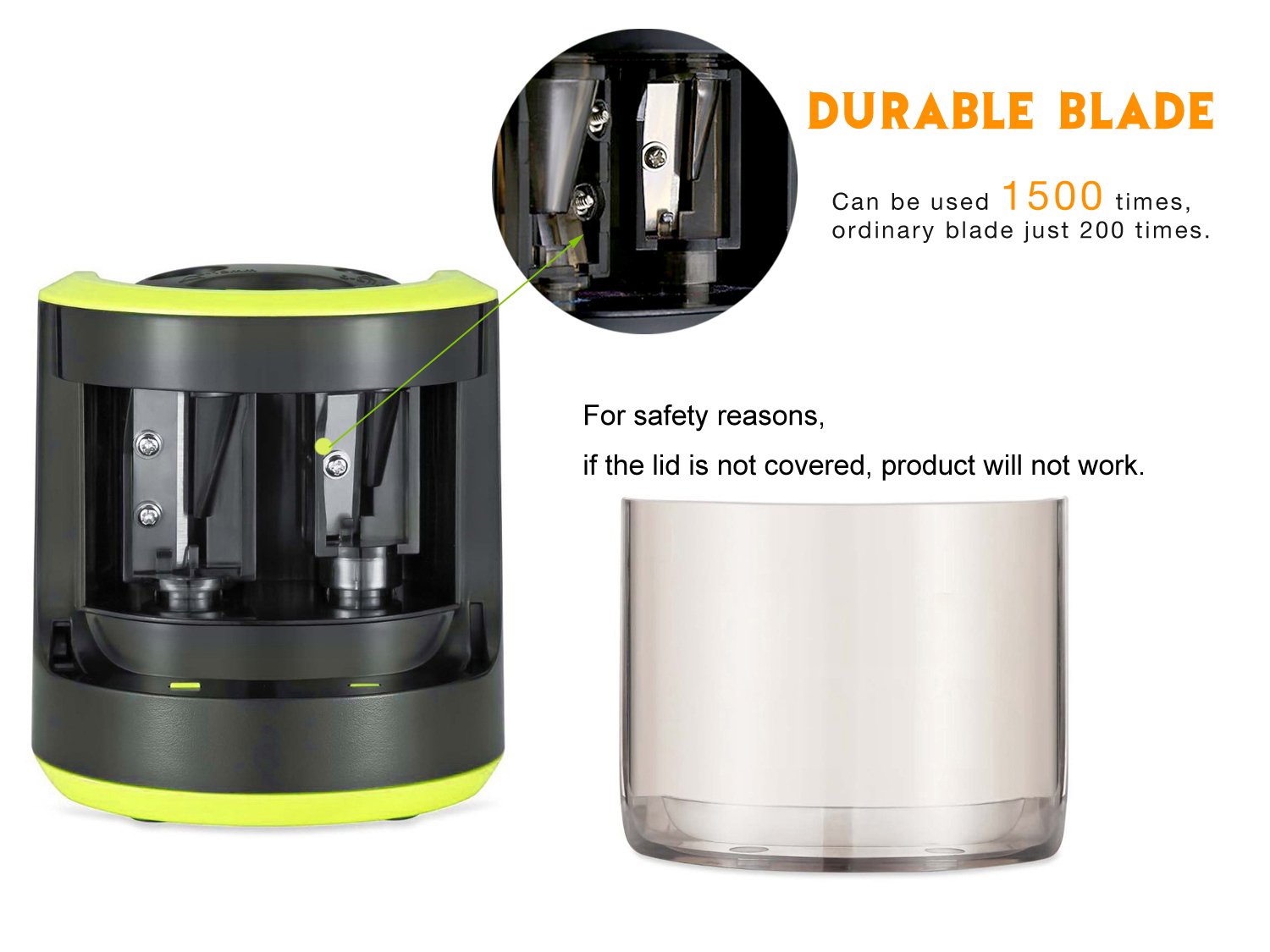 Tepoinn Electric Pencil Sharpener with 2 Holes Design for Different Size Pencils Multiple Charging Method Automatic Pencil Sharpener Perfect for Home Office School