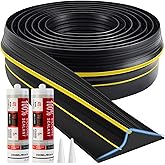 Jin&amp;Bao Universal Garage Door Threshold Seal 20FT Rubber Strip &amp; 2 Adhesive | Waterproof weather stripping replacement, anti-slip yellow design, -40℉ to 284℉ durable, DIY cuttable, includes 2 adhesives