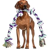 loncoldy Dog Rope Toy 42In 6 Knots Indestructible Natural Cotton - Tough Chew Toys for Medium/Large Breeds Aggressive Chewers, Daily Companionship, Heavy Duty Tug of War Dog Pull Rope Teeth Cleaning