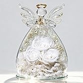 Beferr Valentines Day Rose Gifts for Her Women Mom Gifts for Birthday, Fresh Flowers for Delivery Forever Preserved Rose in Glass Angel Figurine, for Grandma Wife Daughter Girlfriend