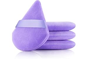 Triangle Powder Puffs DUAIU 4Pcs Powder Puff for Face Powder, Velvet Setting Powder Sponge Makeup Puff with Strap, Reusable Wet Dry Dual-use Face Makeup Sponge Beauty Blender Makeup Tool