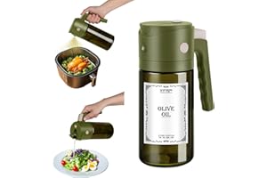 hoforife 18oz/550ml Glass 2 In 1 Olive Oil Dispenser & Sprayer for Kitchen Cooking, Olive Oil Dispenser Bottle, Auto Flip Cap