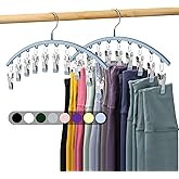 Volnamal Legging Organizer for Closet, Metal Yoga Pants Hanger w/Rubber Coated 2 Pack w/10 Clips Hold 20 Leggings, Hangers Space Saving Hanging Closet Organizer for Closet Organizers and Storage, Blue