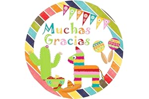 Fiesta Muchas Gracias Party Sticker Labels by Adore By Nat - Cinco De Mayo Festival Favor Envelope Seals - Set of 30
