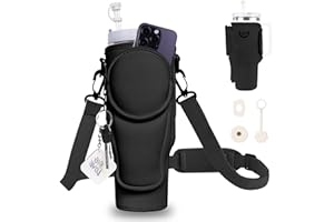 WENEASKER Water Bottle Holder for Stanley Cup Holder 40 Oz, Water Bottle Carrier Bag with Phone Pocket, Water Bottle Holder with Strap Adjustable, Stanley Cup Accessories with Stanley Straw Cover