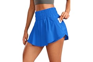CRZ YOGA Ruffle Skirt Overlay Athletic Shorts for Women - High Waisted Flowy for Workout Running Tennis with Zip Pocket