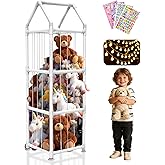 YACONA Stuffed Animal Storage with Suction Cups, Upgraded ABS Stuffed Animal Holder, Toy Storage Organizer with Elastic Bands, Plush Toy Organizer for Nursery, Playroom, Kids Bedroom (White)