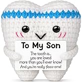 GwhyGifts Easter Basket Essentials Stuffers Gifts for Teens Teen Boys Men,Year Old Birthday Graduation for Son Adults Bonus Step Son in Law from Mom Dad,Funny Handmade Crochet Tooth Desk Decor