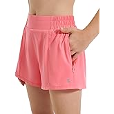 Stelle Girl's Athletic Shorts with Liner Zipper Pockets Elastic Waist Running Shorts Sports Active Shorts for Teen Kids