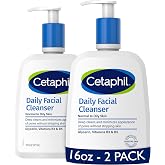 Cetaphil Daily Facial Cleanser, Oily &amp; Combination Skin, 16 fl oz, 2 ct | Foaming Fash Wash, Soap-Free Formula, Hypoallergenic, Combination To Oily Skin, Dermatologist Recommended, 2-Pack, Daily Use
