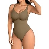 FeelinGirl Shapewear Bodysuits for Women Tummy Control Thong Seamless V Neck Compression Body Suits Corset Top