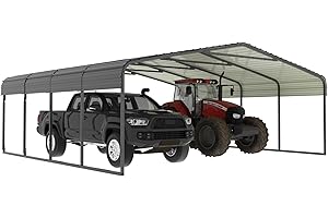 Yardenaler 20x20 FT Carport with Metal Roof, Heavy Duty Metal Carport Canopy, Garage Car Shelter Shade for Outdoor, Car, Truck, Gray