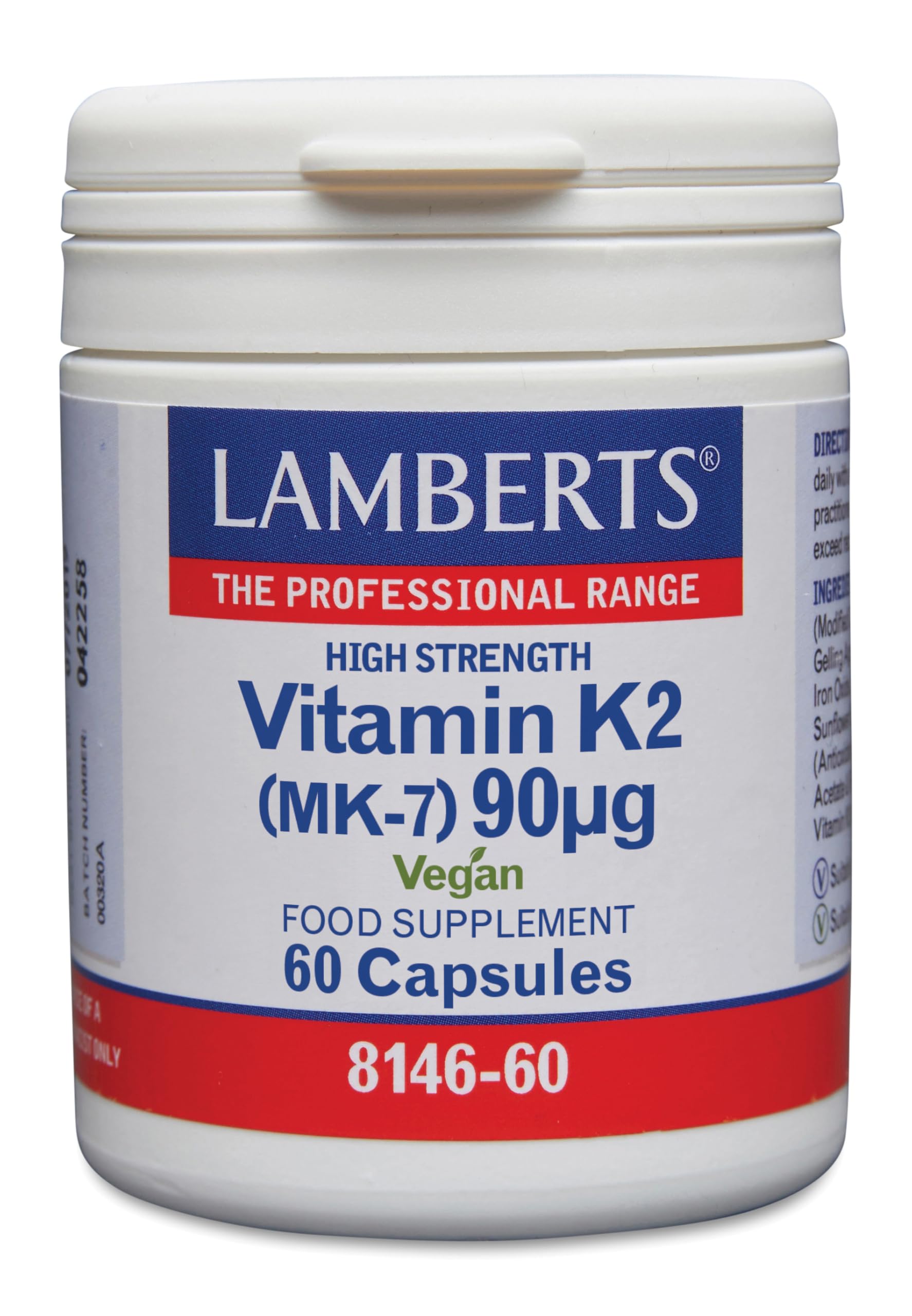 Lamberts Vitamin K2 90µg – MK-7 Menaquinone for Bone & Vascular Health – Long-Lasting Active Form – 60 Vegan Capsules