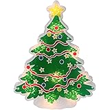 Northlight 12.5" Lighted Holographic Christmas Tree Window Silhouette Decor