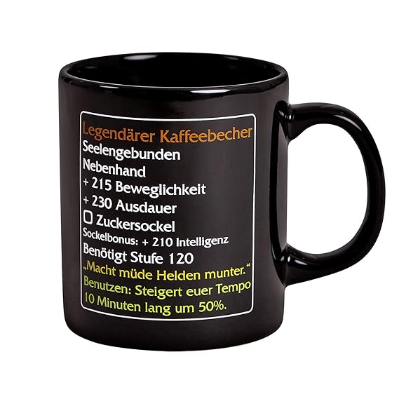 Elbenwald Epischer Kaffeebecher MMO Item Fan Tasse für World of Warcraft Fans mit Zuckersockel