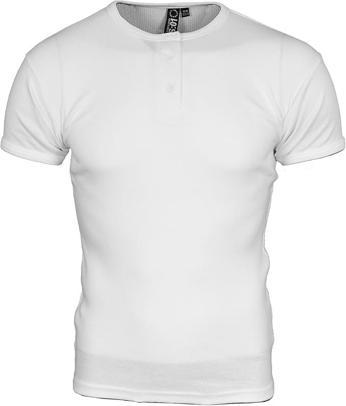 Soulstar Mens Designer Branded Grandad Rib Crew Neck TShirt (Medium