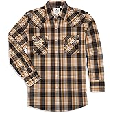 ELY CATTLEMAN Mens Long Sleeve Western Plaid, Black, L
