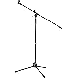 Amazon Basics Tripod Boom Microphone Stand - Height-Adjustable with Metal Base - 3.3 - 5.6-Foot, with Clothespin Mic Clip