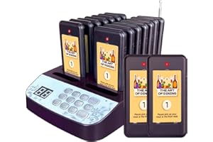 SAVVYMATE Restaurant Pager System,16 Wireless Buzzers,1640FT Long Range Food Buzzers for Food Truck, Vibrating Restaurant Pagers with Vibration, Flashing, Beeping,Buzzer System for Fast Food, Church,Cafe