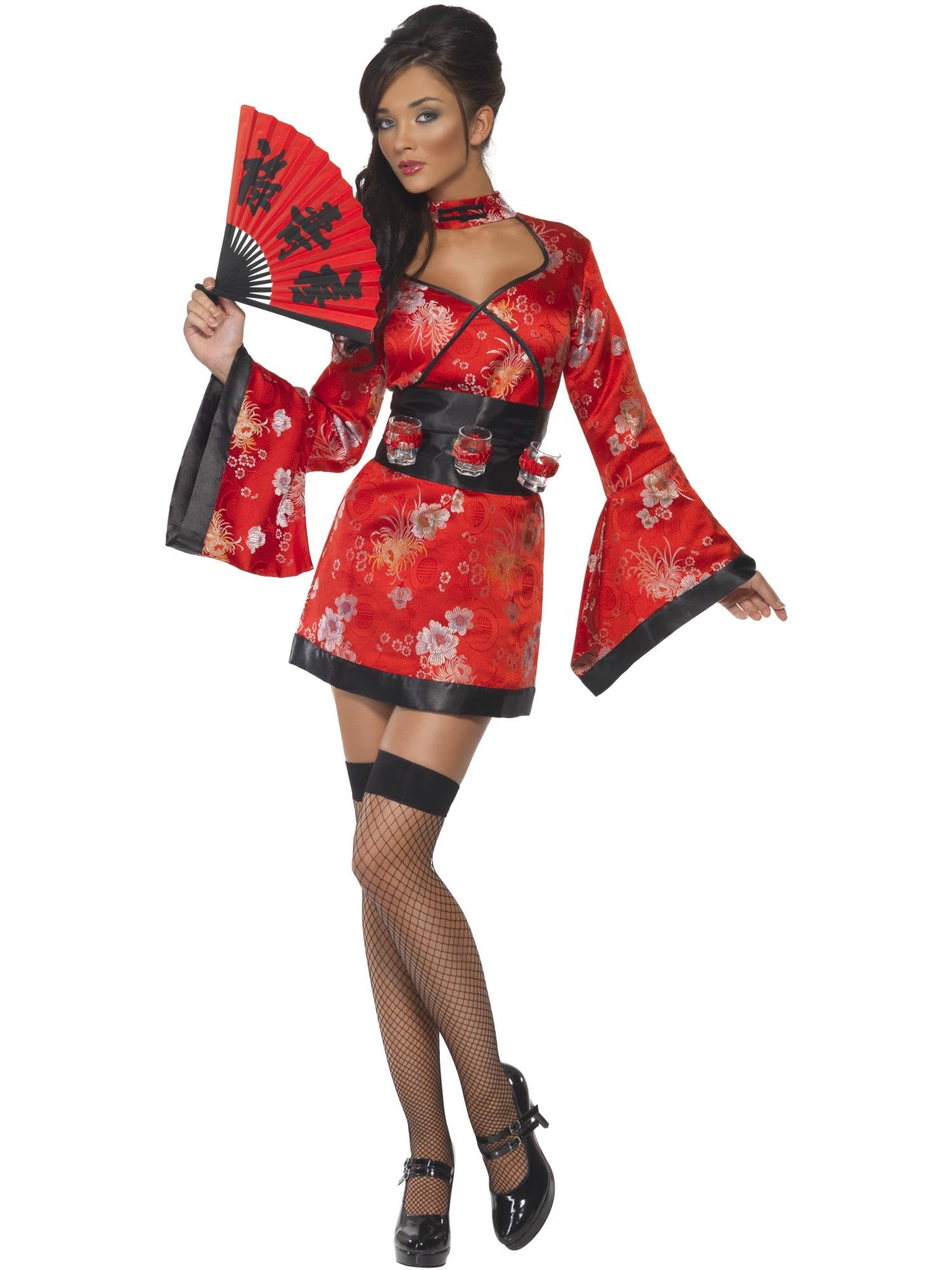 Smiffy's Women's Vodka Geisha Costume, Dress and Belt with Shot Glass Holders, Around the World, Serious Fun, Size 8-10, 20559