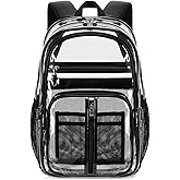 Cusangel Clear TPU XL Backpack,18" See Through Heavy Duty Bookbag,18 x8 x13inch X-Large Capacity Stadiums, warehouses, school and other security check locations(Black)