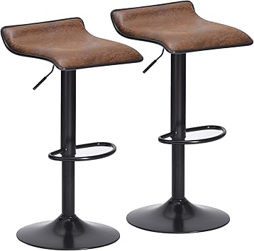 Amazon Com Xpelkys Adjustable Barstool Industrial Swivel Barstool Chairs With Low Back Pub Kitchen Counter Height Stool Retro Brown Set Of 2 Furniture Decor