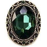 Craftisum 10 pcs Whole Oval Cut Green Rhinestone Vintage Copper Hollow Metal Shank Sewing Coat Buttons -25mm -1"