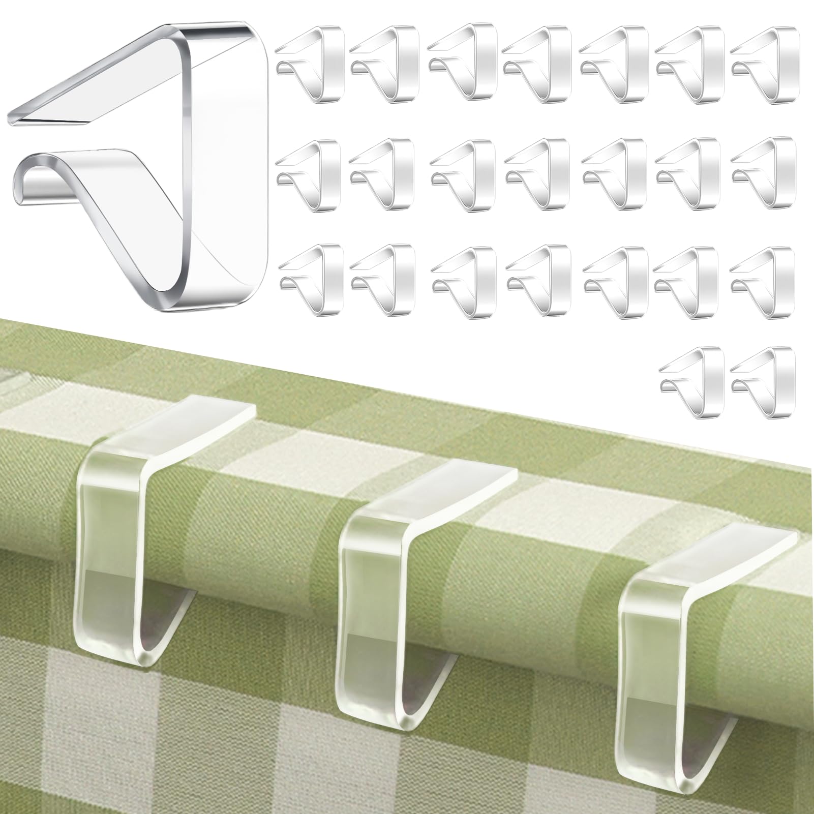 Photo 1 of 24 Pcs Clear Table Cloth Holder Clips for Thick Tables, Plastic Tablecloth Clips for Outdoor Tables, Picnic Table Cover Clips Clamps for Wind, Table Cloth Clips for Party Camping Christmas Birthday L