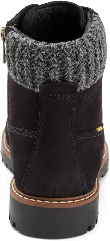 Damen Leder Schnürboot mit Strickdetail