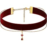 Sacina Gothic Red Choker, Red Choker Necklace for Women, Halloween Necklace, Christmas New Year Jewelry Gift For Women