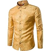 Cloudstyle Mens Paisley Shirt Long Sleeve Dress Shirt Button Down Casual Slim Fit