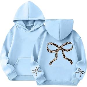 Malibure Bow Pullover Sweatshirt for Teen Girls Comfy Hoodies Oversized Loose Fit Pullover Fall Back to School Clothes