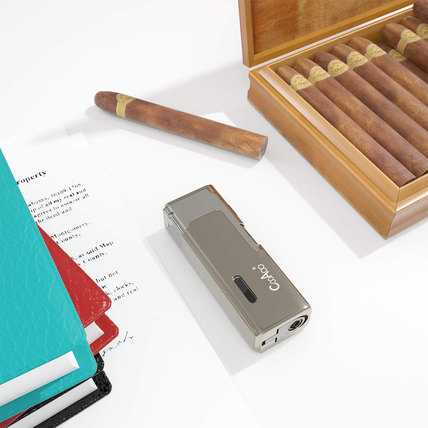 Sturmfeuerzeug Zigarrenfeuerzeug Jetflame-Feuerzeug 1-2 Sekunden zum Anzünden von Zigarren&Pfeifen Pfeifenfeuerzeug mit 4 starke Jetflamen, aus Metall mit Zigarrenbohrer Nachfüllbar Gasfeuerzeug