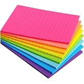 Eastern Wolf Lined Sticky Notes 4x6 in, 8 Bright Multicolors, 35 Sheets/Pad | Large Size, Premium Adhesive, Reusable &amp; Removable